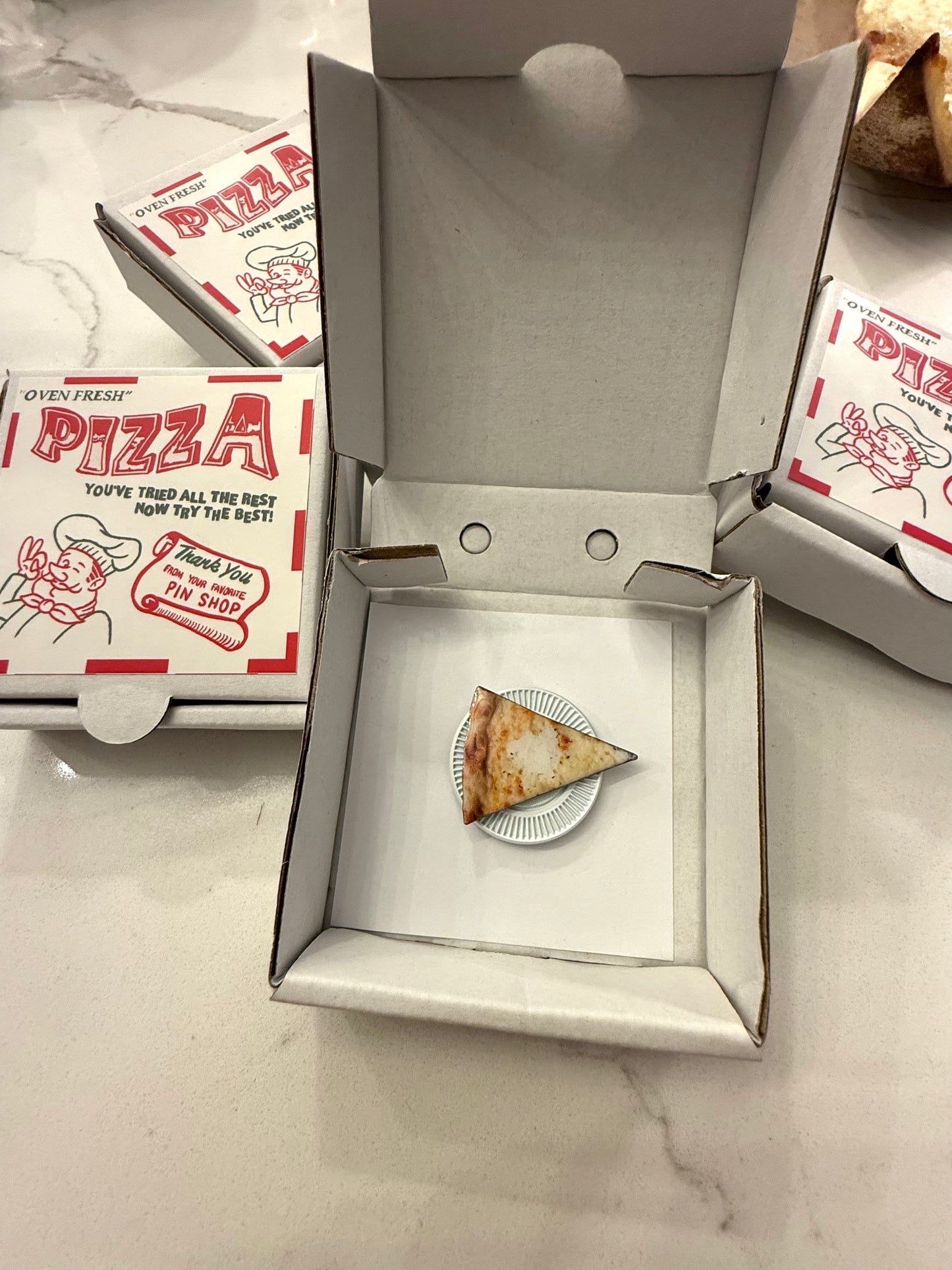 Realistic White Slice of Pizza Pin