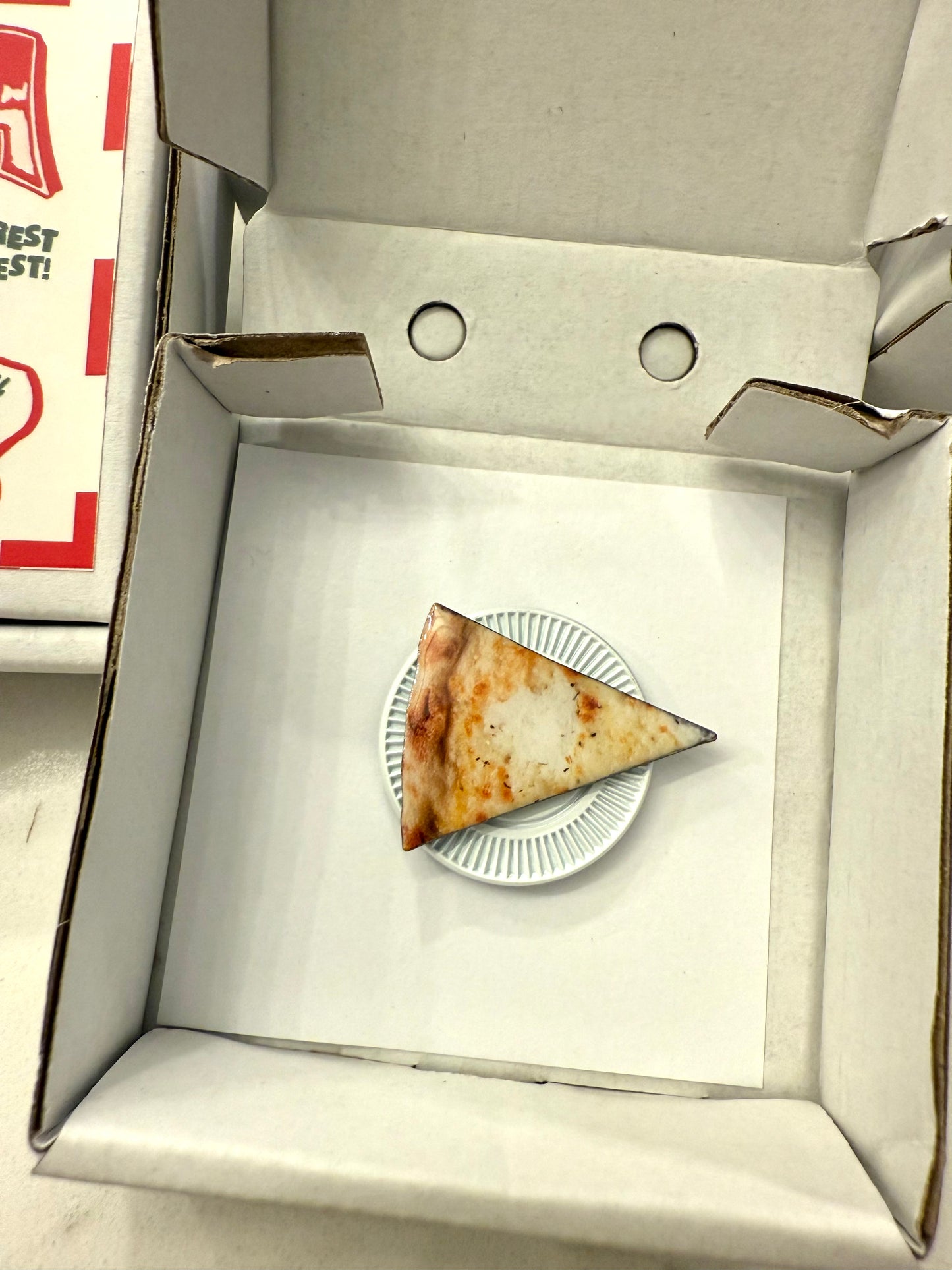 Realistic White Slice of Pizza Pin
