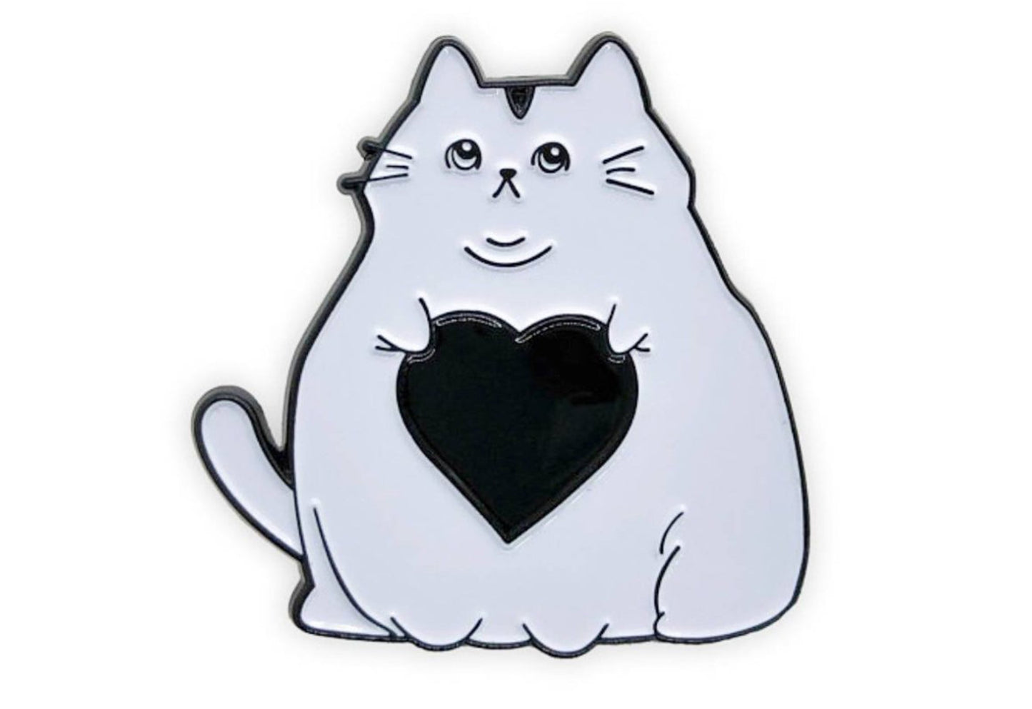 Fat Cat Love Pin ( White )