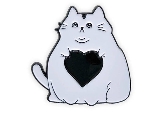 Fat Cat Love Pin ( White )