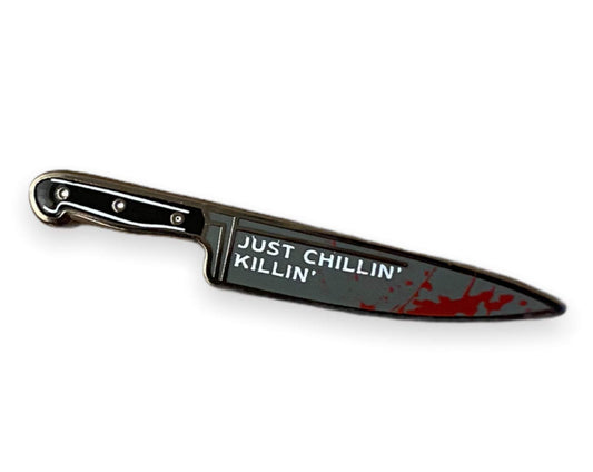 Just Chillin’ Killin’ “Scream” Knife Enamel Pin | Horror Pins | Scary movie pins | Scream mask pins | Scream pins | Wes Craven