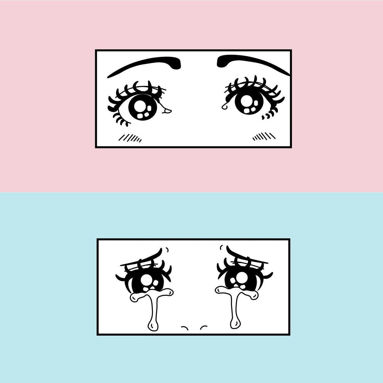 Manga Anime Happy and Crying Eyes Pin Set