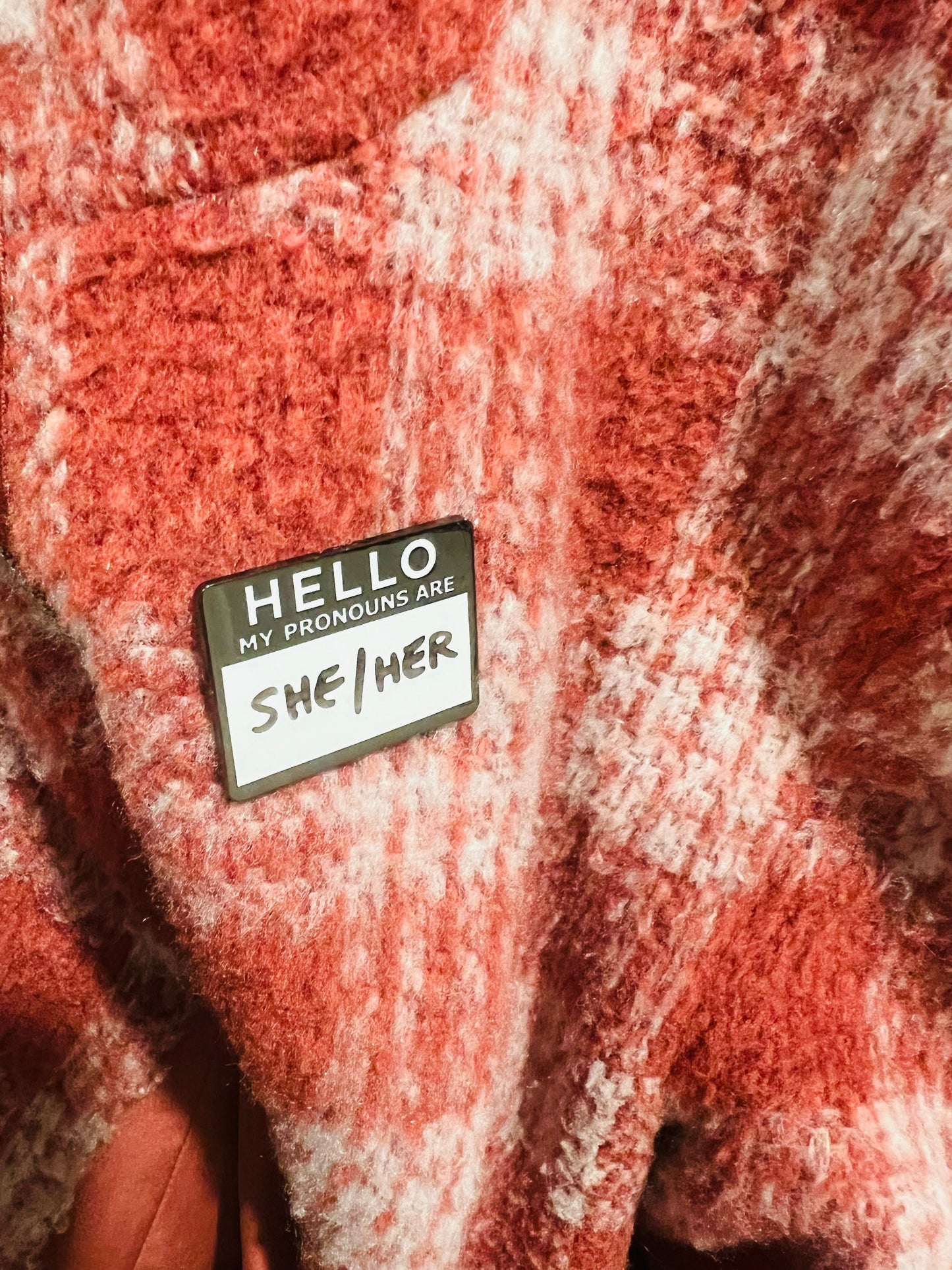 Hello My Pronouns Are Pin (with dry erase board)