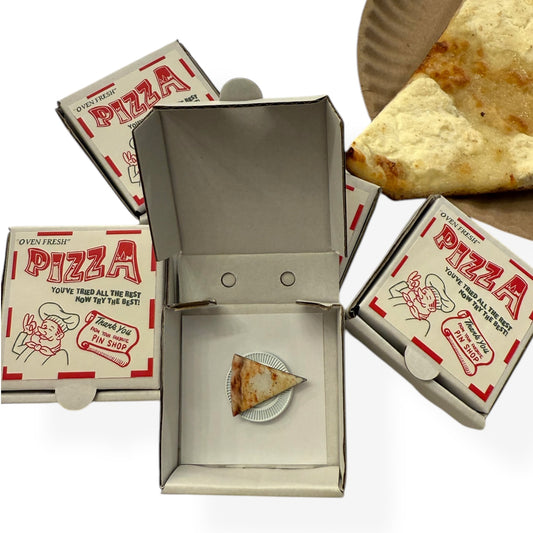 Realistic White Slice of Pizza Pin