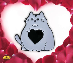 Fat Cat Love Pin ( White )