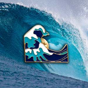 Blue Wave Emoji Pin