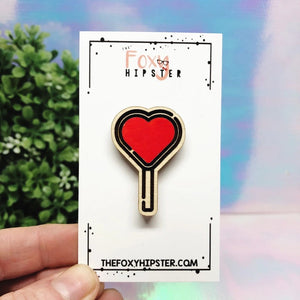Heart Lollipop Wooden Pin