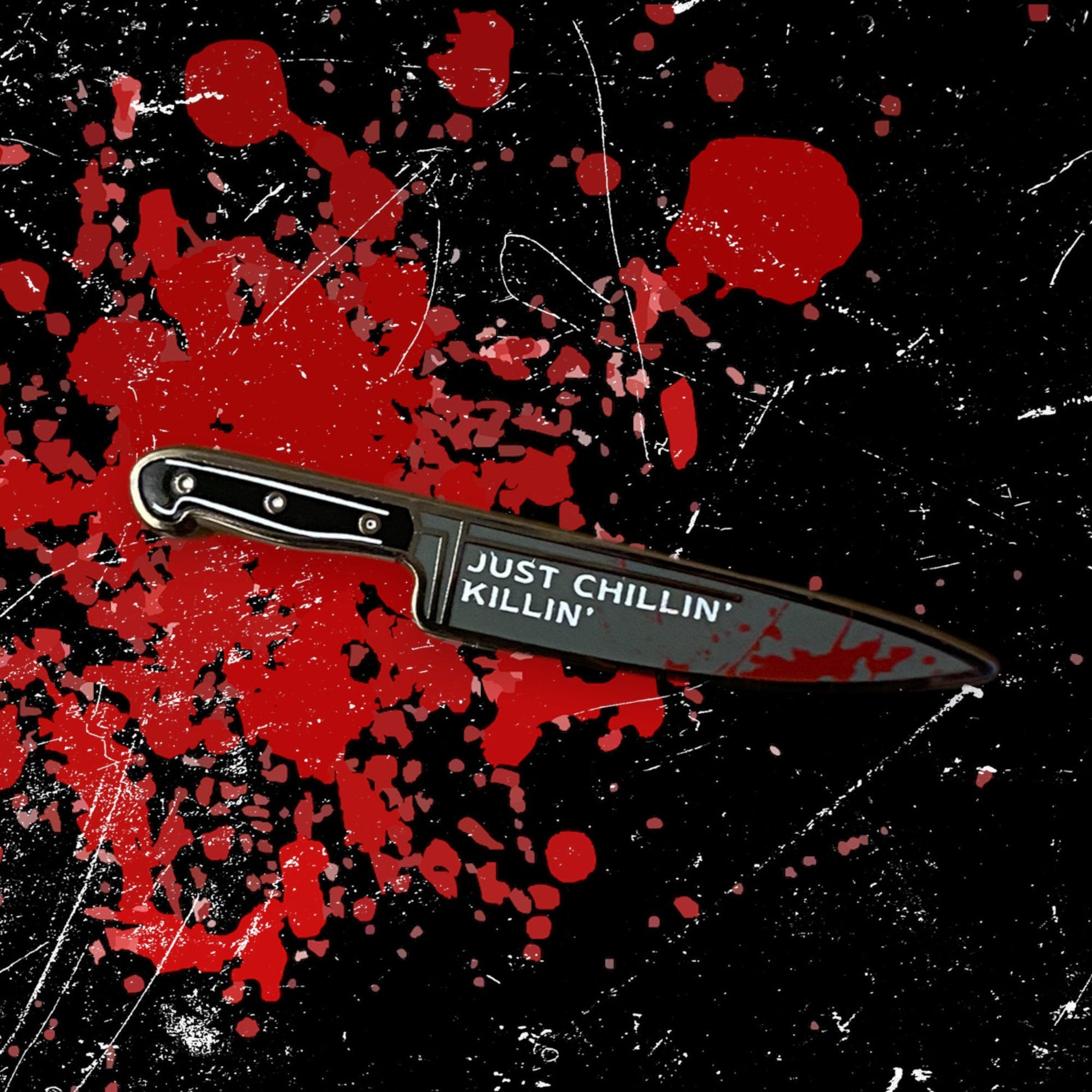 Just Chillin’ Killin’ “Scream” Knife Enamel Pin | Horror Pins | Scary movie pins | Scream mask pins | Scream pins | Wes Craven