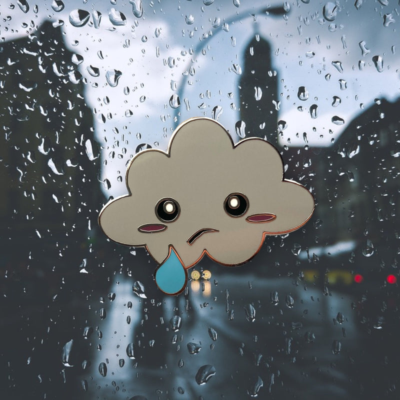 Crying Kawaii Rain Cloud Pin | Cloud pin | Kawaii pin | weather pins | sun pin | rain pin | cute pins