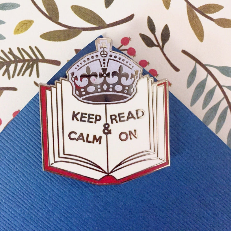 Glitter Keep Calm and Read On Enamel Pin | Book pins | reading pins | school pins | book marks