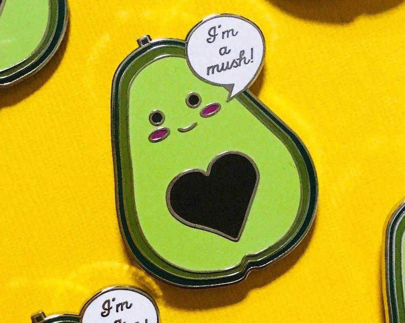 Kawaii Food Punny Avocado I'm a Mush Enamel Pin | food pins | avocado toast pins | funny pins
